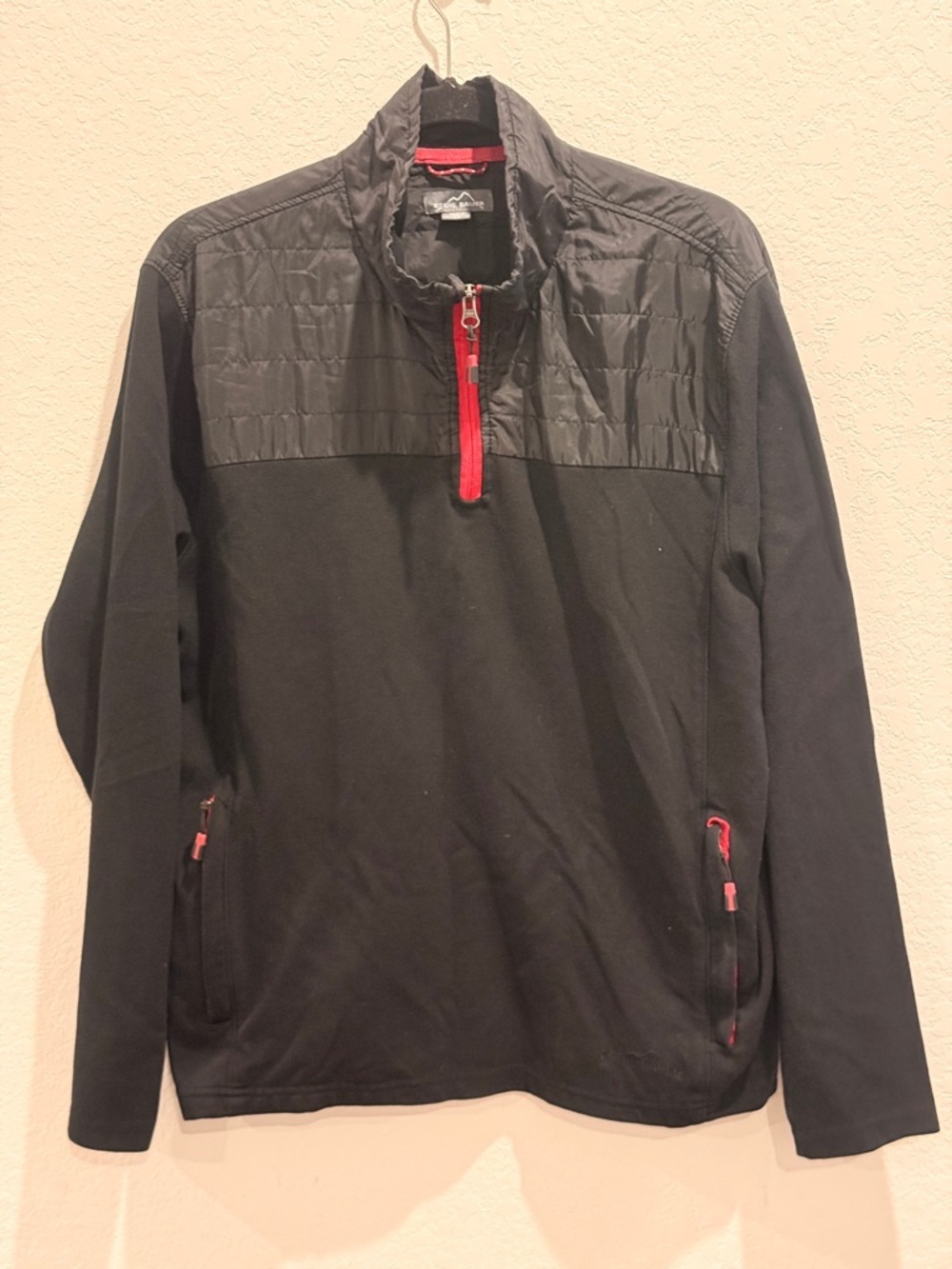 Eddie Bauer Black Lightweight Pullover with Red Trim